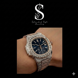 Montre de luxe de style hip-hop, sertie de diamants carrés, avec lunette en or rose 18 carats, montre élite pour hommes - Product Image 1