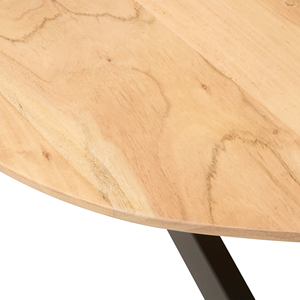 Table de salle à manger de style européen en bois d'acacia massif, forme ovale, plateau naturel, pieds en métal croisés en X, pour la maison, le restaurant, la cuisine - Product Image 6