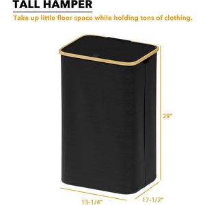 Cesto Portabiancheria Grande da 110L con Coperchio, Manici in Bambù, Design Pieghevole per Camera da Letto e Bagno - Product Image 5