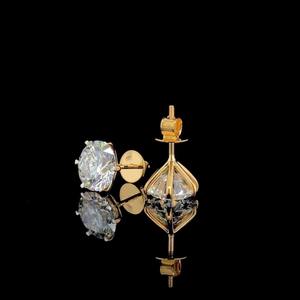 Boucles d'oreilles minimalistes en or massif 14 carats avec diamant de laboratoire de 2,00 carats, taille brillant rond, cadeau pour femme pour mariage, anniversaire ou fête - Product Image 3