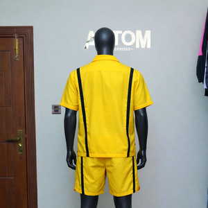 ชุดเซ็ตเสื้อโปโลผ้าฝ้ายแท้ 100% สำหรับผู้ชาย ขายส่ง พิมพ์โลโก้ได้ตามต้องการ เสื้อผ้าสตรีทแวร์ สีพื้น ลายเส้นสีดำ ชุด 2 ชิ้น - Product Image 4