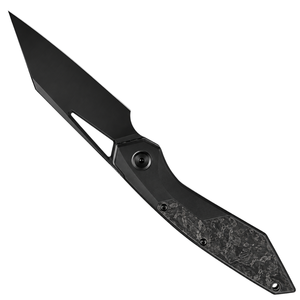 Couteaux pliants noirs avec lame angulaire noire mate, manche texturé gris foncé effet carbone, clip de poche et utilisation quotidienne portable moderne - Product Image 1