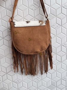 Sac à main à franges en cuir de vachette style occidental avec bordure colorée turquoise Sac à bandoulière Sac à franges bohème Sac à main pour femme - Product Image 3