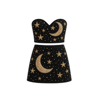 Robe Courte Jaune Perlée avec Broderie Fruitée, Sans Manches, Col Carré, Moulante, Tenue de Plage, Entièrement Brodée, Robe Perlée pour Femme