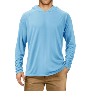 Sweat à capuche bleu clair à manches longues pour homme, protection UPF 50 anti-UV, chemise de pêche, pull uni, haut de sport - Product Image 1