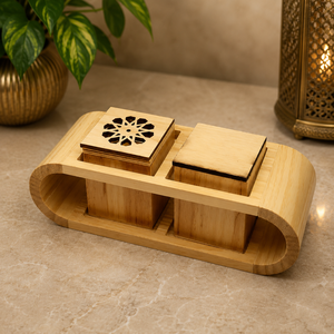 Ensemble brûleur à bakhoor en bois avec calligraphie arabe du Moyen-Orient, boîte de rangement, encensoir à charbon arabe pour parfumer la maison - Product Image 3