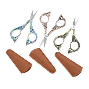 Tijeras retro para cutículas con funda de cuero, diseño vintage de pájaro, tipo 4.6, herramienta de costura, manualidades DIY, corte de hilo, tela y costuras - Product Image 1