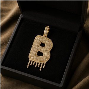 925 <b>Silver</b> Gold plated Custom Iced Alphabet Drippy Lucky <b>Initial</b> Letter fine jewelry <b>necklace</b> Moissanite Diamond Hip Hop Pendant - Product Image 5