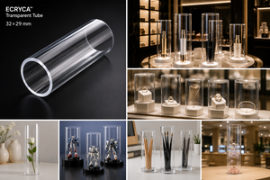 ECRYCA™ Glass Alternative Transparent Tube Pipe 34x31mm L1000mm DURABIO® Acrylic & Polycarbonate Alternatives Display case - Product Image 2