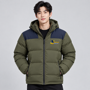 แจ็คเก็ตพัฟเฟอร์ผู้ชายมาแรง ขายดีที่สุด รับผลิตตามแบบ OEM พร้อมฮู้ดและโลโก้ด้านหน้า แจ็คเก็ตพัฟเฟอร์แฟชั่นใหม่สำหรับผู้ชาย - Product Image 1