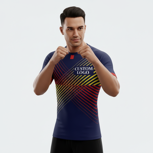 เสื้อแรชการ์ดแขนสั้นสแปนเด็กซ์ไนลอนป้องกันรังสียูวีสำหรับผู้ชายแบบขายส่งและสั่งทำได้ - Product Image 3