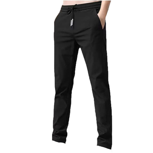 Men's <b>Black</b> Sweatpants Elastic Waist Drawstring Side Pockets Casual Joggers Breathable Windproof 100% Cotton Lightweight Winter - Product Image 3