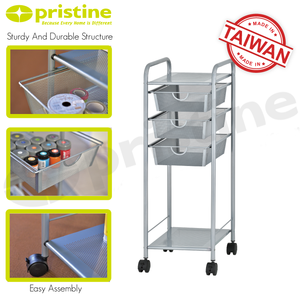 Vente en gros de chariots à outils utilitaires roulants à 3 niveaux Étagère en métal de qualité taïwanaise pour le rangement ménager OEM de meubles personnalisable - Product Image 6