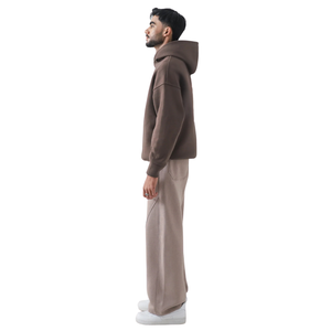 Sweat-shirt à capuche oversize marron personnalisé avec logo pour femme, en molleton épais, coupe décontractée, style streetwear, vente en gros - Product Image 5