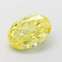 MANYA JEWELS Diamante Sintético Suelto Certificado por IGI, Claridad VS2, Corte Excelente, 3.04 Quilates, Forma Ovalada, Color Amarillo Intenso Fantasía