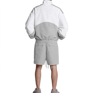 Custom OEM Oversized <b>Summer</b> Tracksuit Set <b>Men</b> Streetwear Two Piece Color Block Polyester Front Logo Windbreaker <b>Jacket</b> Shorts - Product Image 2