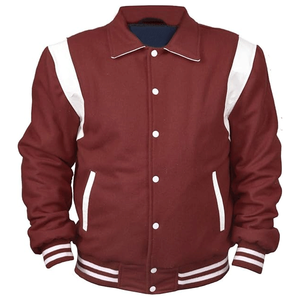 Veste universitaire jaune pour homme, col rabattu, mélange de laine, style Letterman, cuir véritable, vintage, pour l'hiver - Product Image 4