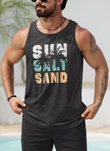เสื้อกล้ามผู้ชายสีเทา แบรนด์ Six Trend Sports แบบไม่มีแขน คอกลม พิมพ์ลาย Sun Salt Sand สวมใส่สบาย ระบายอากาศได้ดี ผ้าถักเนื้อนุ่ม สีพื้น - Product Image 3