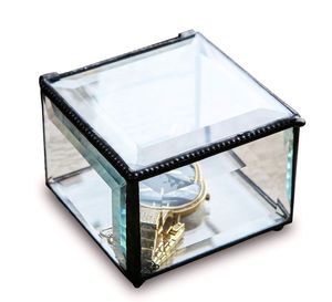 Hexagonal Glass Jewelry <b>Box</b> with Metal Frame Clear Display Case for Necklace Ring Storage <b>Vanity</b> Desk Use - Product Image 2