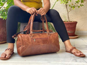 Bolso de equipaje de viaje hecho a mano, de cuero auténtico, multiusos, Unisex - Product Image 4