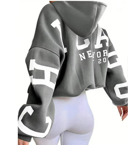 Drop Shoulder <b>Thick</b> Cotton Oversized Pullover Hoodie Custom logo Letter Printed Heavy Hoodie for Women - Product Image 6