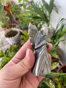 Figurine d'ange en pyrite sculptée à la main, ange gardien en pierre précieuse, Feng Shui, respectueux de l'environnement, fabricant OEM ODM - Product Image 2