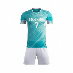 Custom Sublimated Soccer Jersey Set Men's Short Sleeve Team Name 7 Moisture Wicking <b>Polyester</b> All Seasons White Shorts - Product Image 2