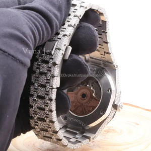 Bestselling Luxury <b>Automatic</b> Stainless Steel <b>Wristwatch</b> for Men High Quality Analog Moissanite Diamond Glass 41mm Fully Iced Hip - Product Image 3