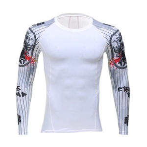 2024 ropa de gimnasio personalizada de alta calidad para hombres al por mayor 80% poliéster 20% Spandex camisa de compresión de manga larga ajustada de secado rápido - Product Image 1