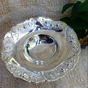 Plateau décoratif en métal plaqué argent de luxe pour fruits secs, bonbons, cadeau de mariage et décoration de table - Product Image 3