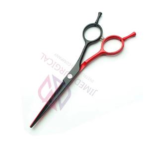 Tijeras de Barbero de Acero Inoxidable con Recubrimiento Negro y Rojo de Lujo |   Cuchilla Afilada con Doble Apoyo para los Dedos Ajustable para Profesionales de Salón - Product Image 2