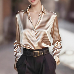 Blusa de Negocios Formal de Manga Larga Translúcida con Rayas Tejidas Estilo Vintage para Mujer, Diseño 2026, Moda Otoño - Product Image 3