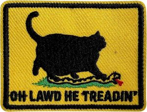 Oh Lawd He Treadin' Black Cat Patch brodé personnalisé en toile écologique thermocollant - Product Image 1