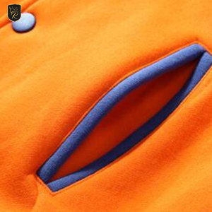 Veste d'extérieur confortable en laine avec manches contrastantes, style Letterman, boutons recouverts, pour un usage quotidien et décontracté - Product Image 4