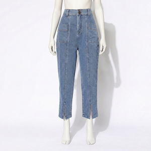 New Arrival Wholesale Denim Cargo Pants Women Mid Waist High Street Skinny Fit Canvas for Reasonable Price - Product Image 2