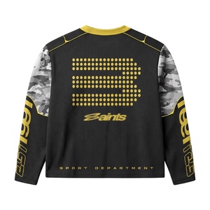 เสื้อเจอร์ซีย์สตรีทแวร์แขนยาวผ้าตาข่าย พิมพ์ลายแบบซับลิเมชั่น ดีไซน์เนอร์สีชมพู เสื้อฟุตบอลสไตล์อเมริกัน แฟชั่น - Product Image 4