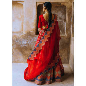 เสื้อผ้าอินเดียและปากีสถานที่สวยงาม Choli lehenga choli ลำดับงานด้าย zari - Product Image 4