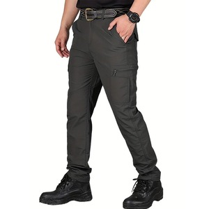 Pantalon cargo décontracté pour homme, coupe droite, en toile de haute qualité, séchage rapide, respirant, anti-plis, fonctionnel, avec poches latérales - Product Image 3