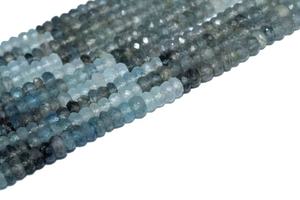 Perles facettées en forme de rondelle 100% Aigue-marine mousse 4mm, brins de 13 pouces, pierre précieuse naturelle pour la fabrication de bijoux - Product Image 6