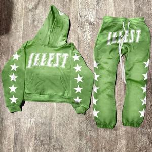 Survêtement unisexe vintage en coton 100% épais, tissé, personnalisé, délavé à l'acide, effet soleil, style streetwear, avec impression sérigraphique - Product Image 3