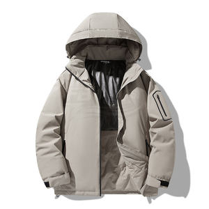 Veste en cuir imperméable et coupe-vent pour homme avec col montant, logo frontal, veste zippée haut de gamme en nylon/coton pour l'automne et l'hiver - Product Image 6