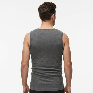 Débardeur sans manches gris pour homme, col Henley, en coton respirant, tricoté, couleur unie, décontracté, pour l'entraînement et la musculation - Product Image 6