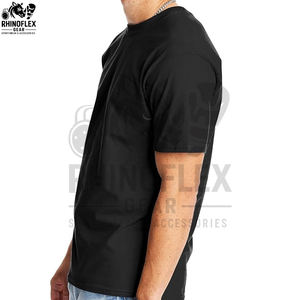 Camiseta de algodón con cuello grueso personalizada al por mayor de fábrica, camiseta blanca lisa de corte holgado para hombre, camiseta negra de corte holgado. - Product Image 4