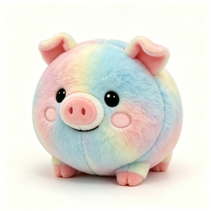 Juguete de peluche de cerdo personalizado con efecto tie-dye en colores pastel, cerdo de peluche suave multicolor, cerdo de peluche redondo arcoíris, almohada de cerdo suave de peluche. - Product Image 1