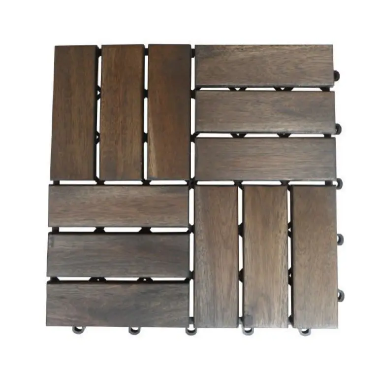 Ubin dek interlock kayu Acacia 12 papan untuk teras luar ruangan dan lantai kayu buatan Vietnam