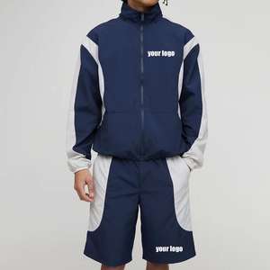 Conjunto Deportivo de Dos Piezas para Hombre, Chaqueta Transpirable de Invierno de Algodón y Poliéster, Pantalones Cortos Deportivos, Cortavientos - Product Image 4