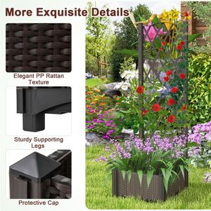 Jardinière surélevée avec treillis pour plantes grimpantes, grand pot carré d'intérieur pour murs et utilisation suspendue - Product Image 6