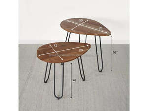 Juego de 2 Mesas Auxiliares Modernas de Madera Maciza |   Mesas Auxiliares para Café que Ahorran Espacio |   Mesas Auxiliares para Sala de Estar y Dormitorio, Últimos Modelos 2026 - Product Image 4