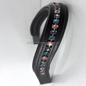 Chaîne personnalisée en cristal de verre coloré avec strass, bande de front de cheval en cuir fantaisie avec rembourrage extra doux et tailles personnalisées - Product Image 5