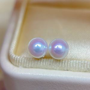 ต่างหูมุกอะโกย่าหลากสี 6-7 มม. เวินฉี  มีตำหนิเล็กน้อย  เข็มเงินแท้ S925  เครื่องประดับแฟชั่น  ของแท้จากจีน - Product Image 1